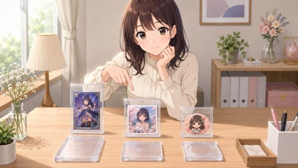 トレカや写真やコースターに合う硬質ケースのサイズを比較する推し活収納